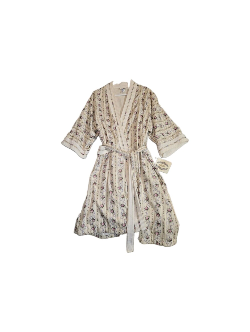 Cachet Vtg Dressing Gown NWT Floral Terry Inside Cosy Sz L Cottage Feminine